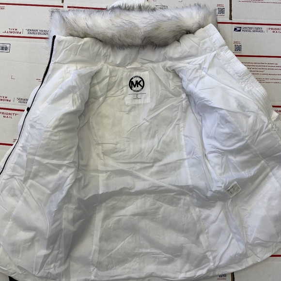 NWT Stunning Michael Kors Belted White Winter Coat Designer MK Jacket S M L XL - Picture 14 of 16